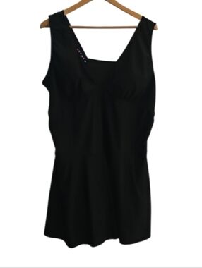 Swim Dress One Piece Plus Size 22 Black Tummy Control Swimwear Modest Resortwear